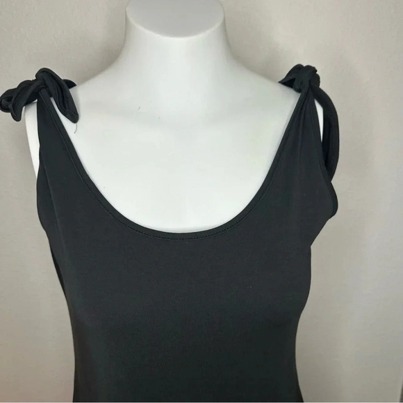 Lulus Black Midi Casual Modal Blend Dress Sleeveless Shoulder Ties Size Small - Picture 6 of 9
